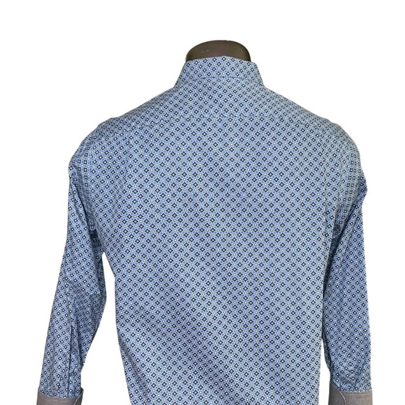 Mens Michael Kors Button Up Dress Shirt Tailored Fit Size M Blue u - Picture 9 of 13